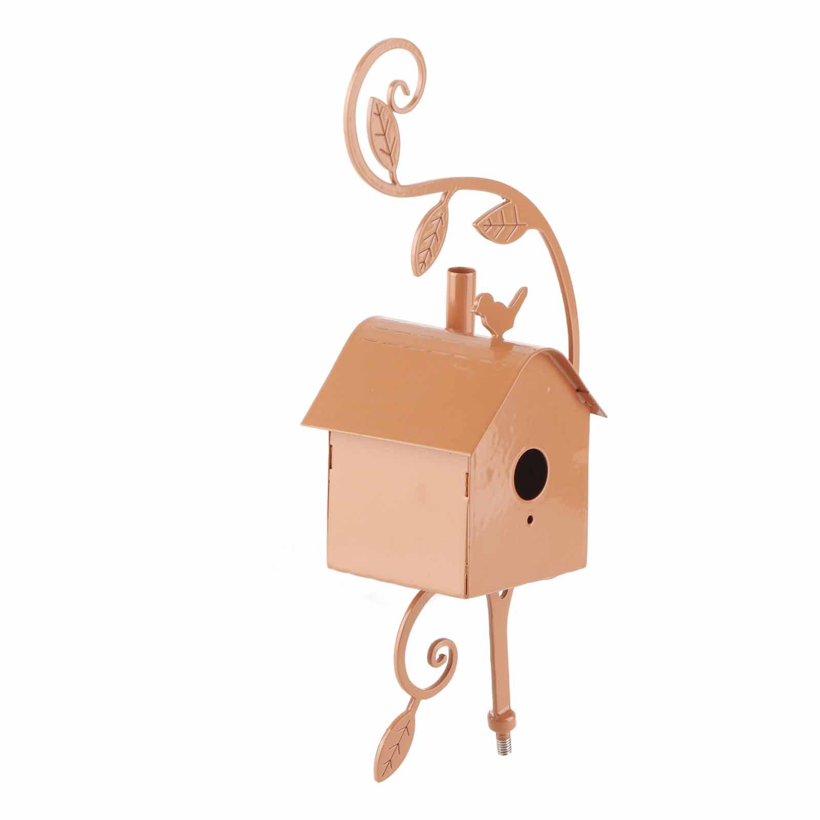 Metal Bird House with Pole Metal Art Cottage Bird House Stakes Hummingbird view 7