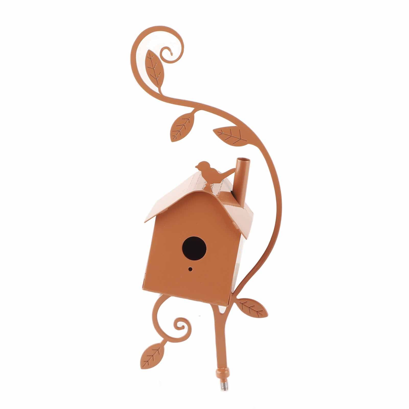 Metal Bird House with Pole Metal Art Cottage Bird House Stakes Hummingbird view 8