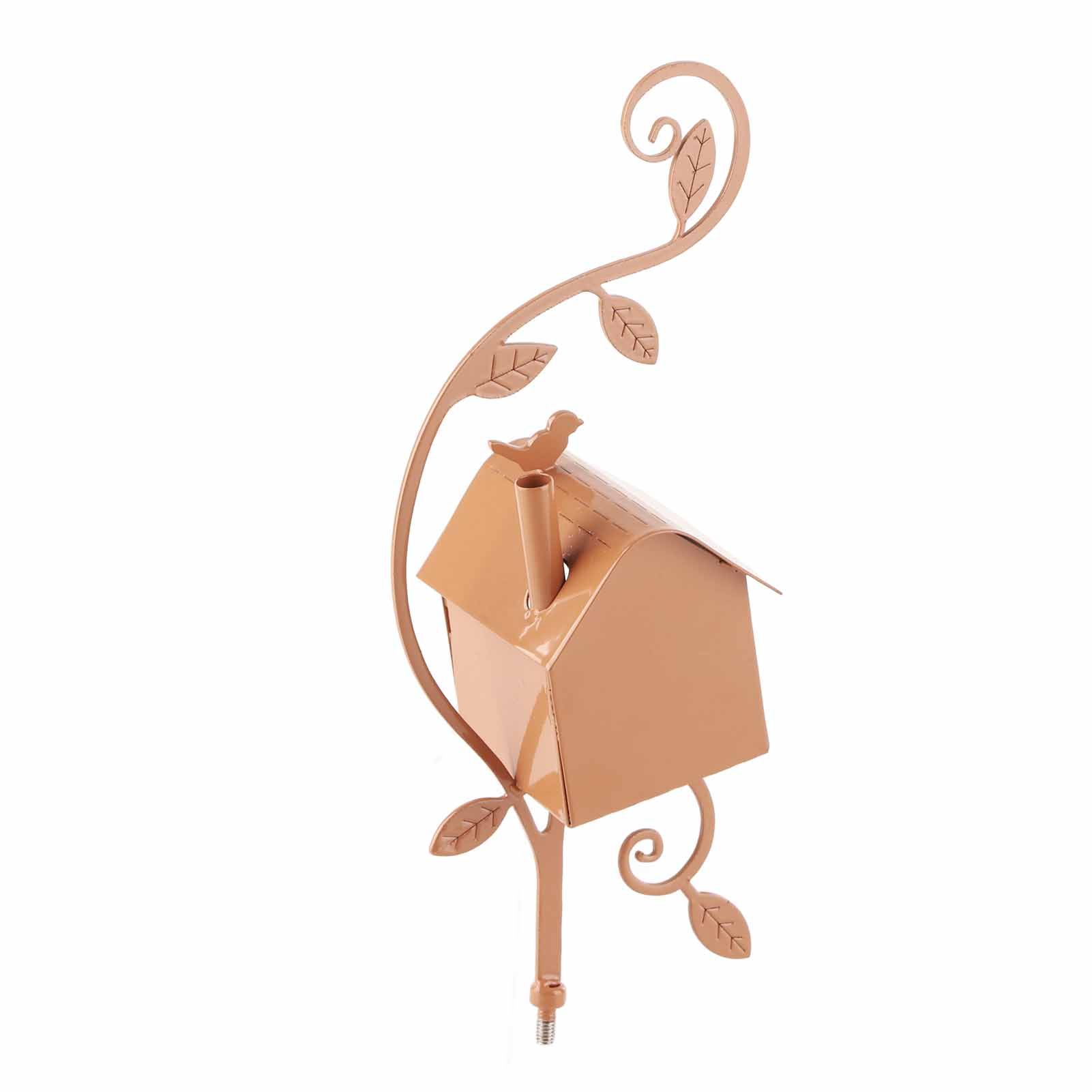 Metal Bird House with Pole Metal Art Cottage Bird House Stakes Hummingbird view 11