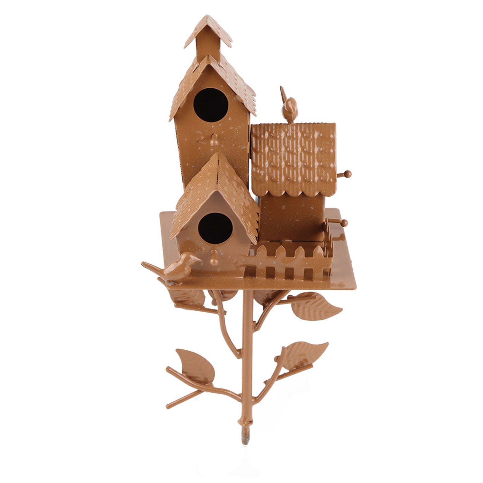 Metal Bird House with Pole Metal Art Cottage Bird House Stakes Hummingbird view 2