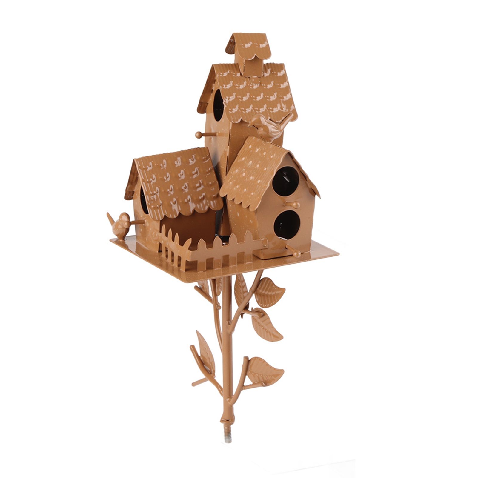 Metal Bird House with Pole Metal Art Cottage Bird House Stakes Hummingbird view 4