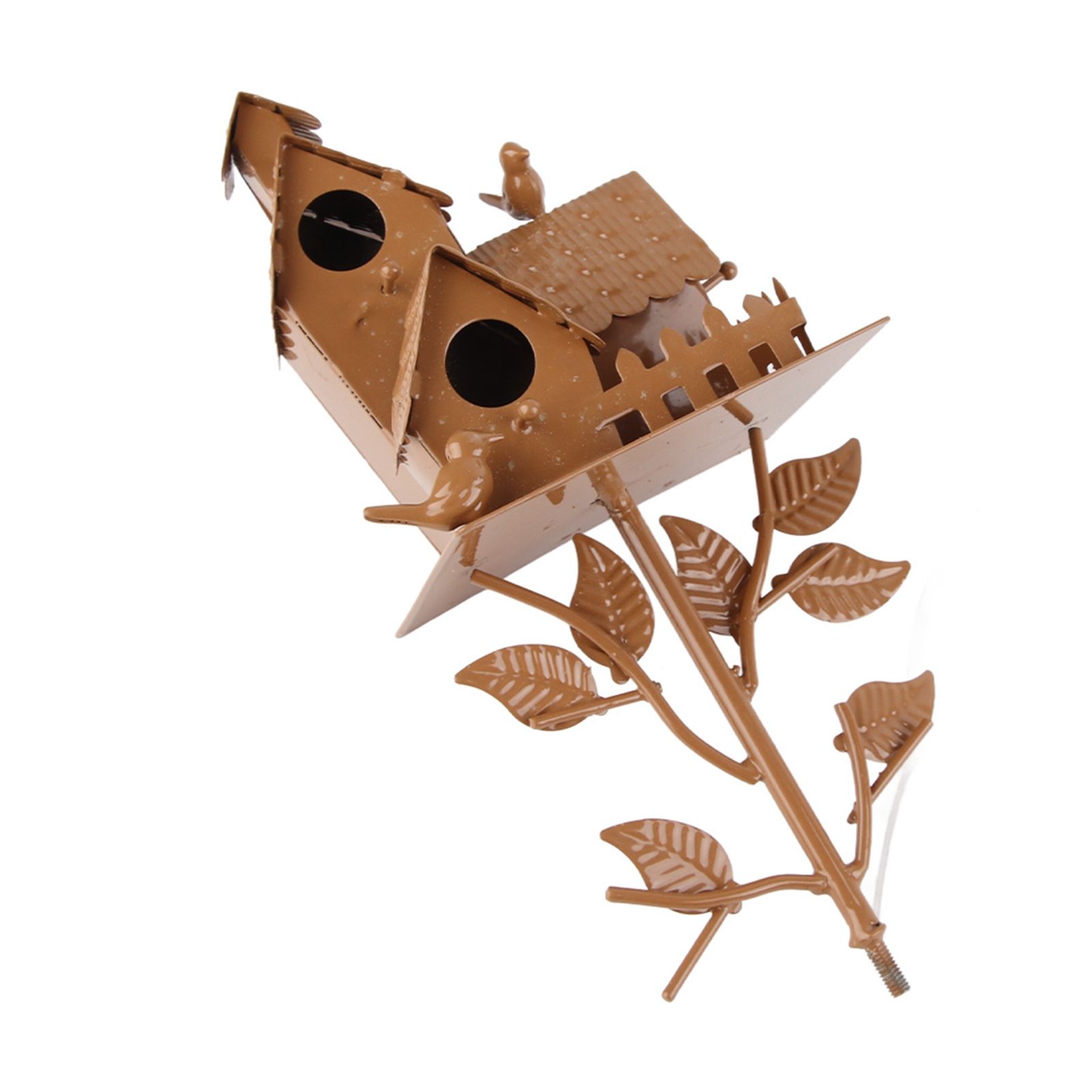 Metal Bird House with Pole Metal Art Cottage Bird House Stakes Hummingbird view 6