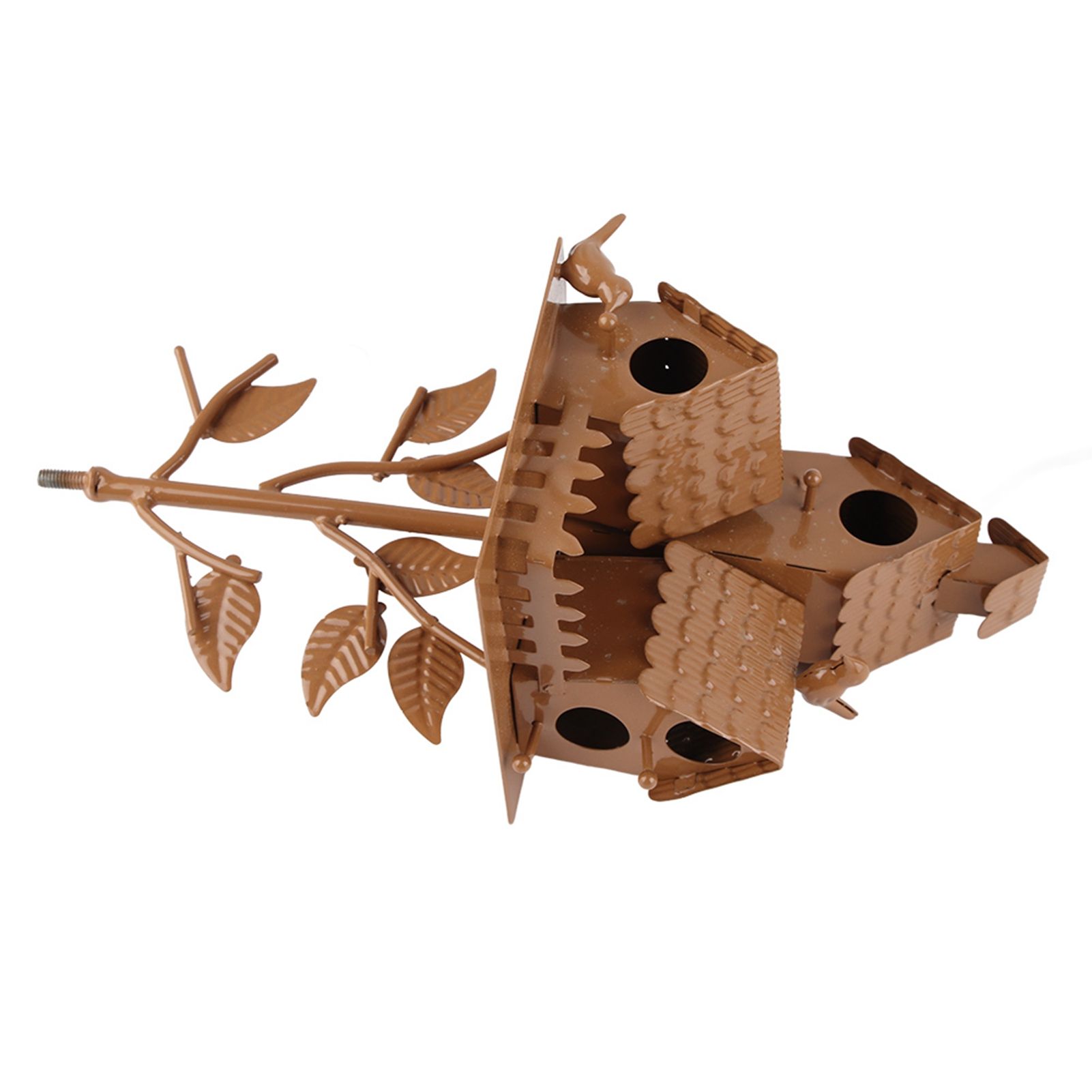 Metal Bird House with Pole Metal Art Cottage Bird House Stakes Hummingbird view 7