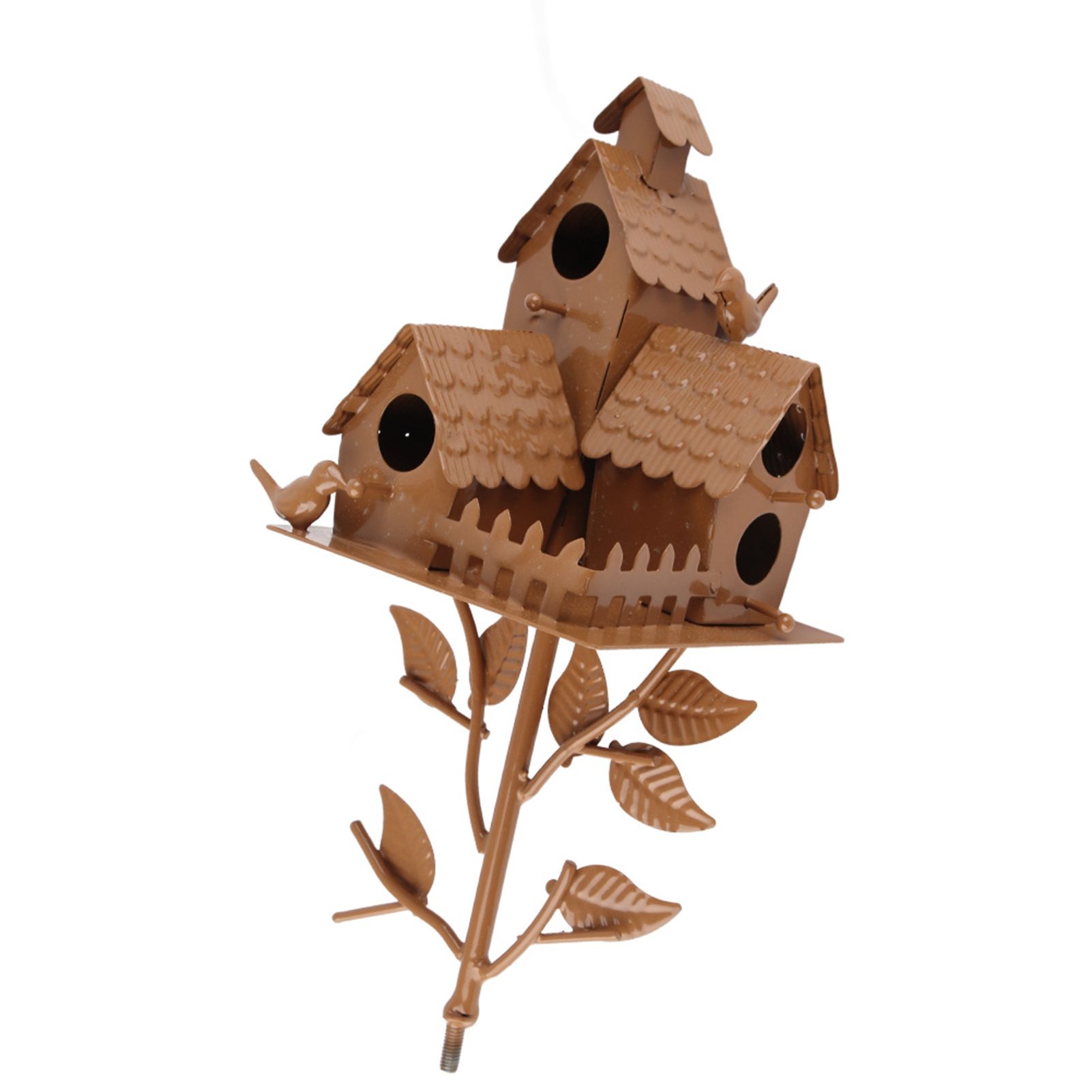 Metal Bird House with Pole Metal Art Cottage Bird House Stakes Hummingbird view 9