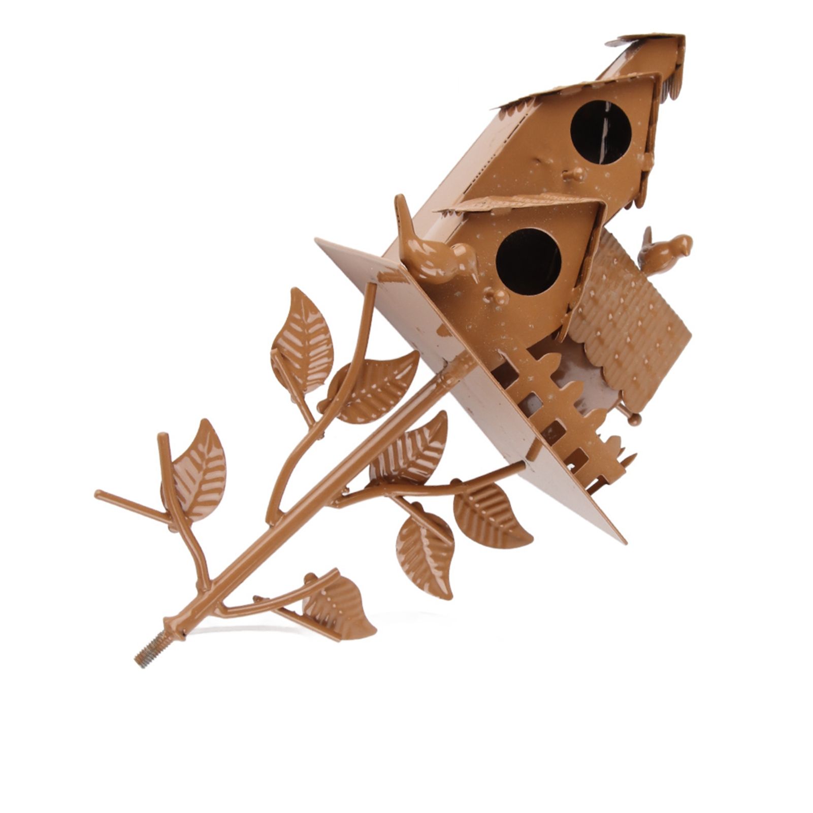 Metal Bird House with Pole Metal Art Cottage Bird House Stakes Hummingbird view 12