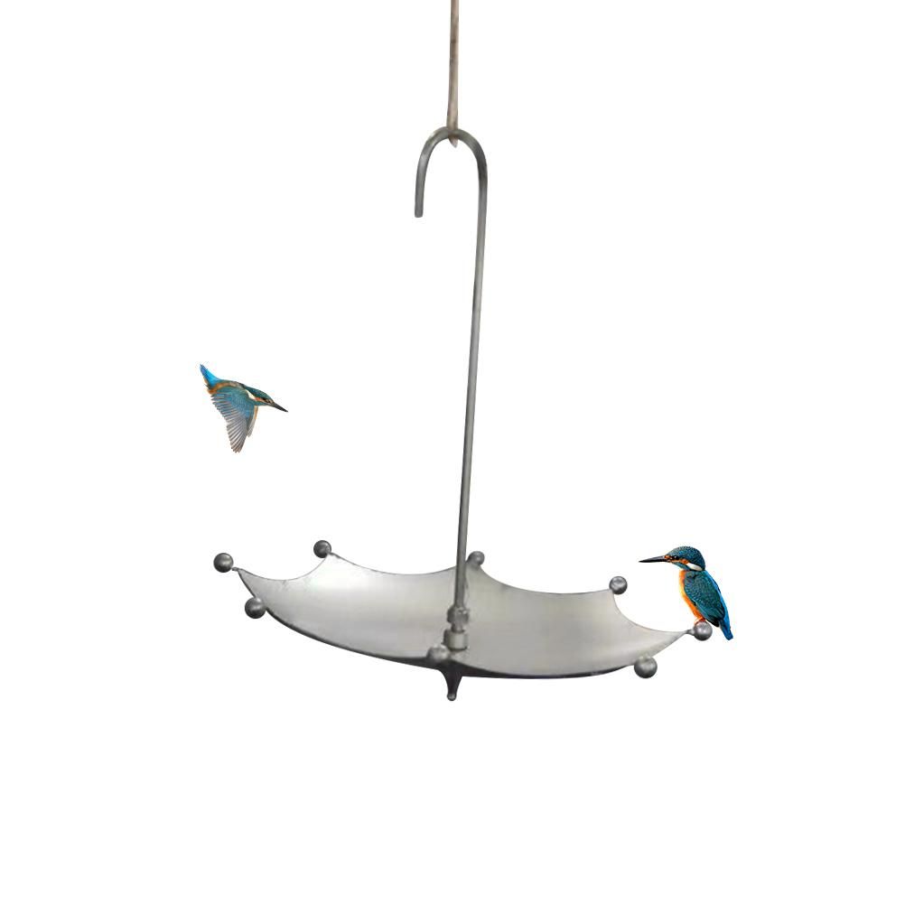 Umbrella Shaped Bird Trough Outdoor Retro Rusty Bird Feeder Bird Bath Hanging — image 1