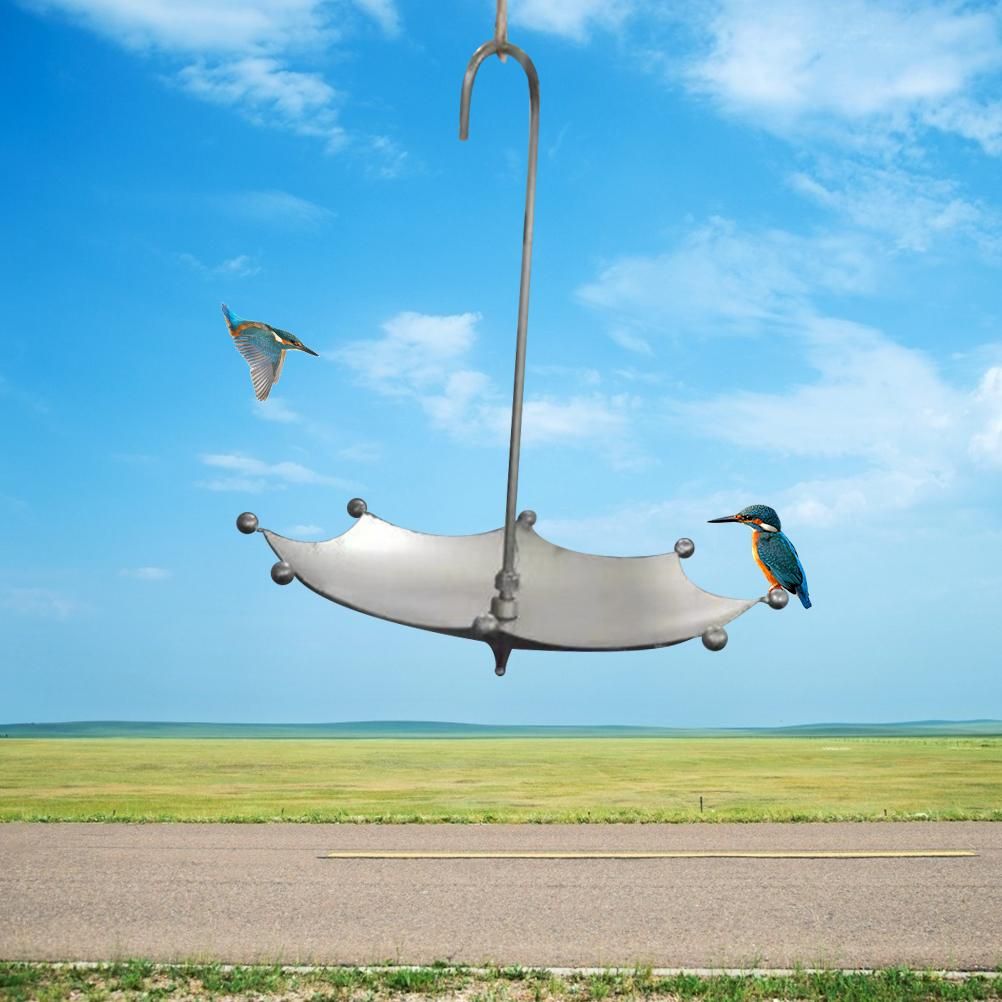 Umbrella Shaped Bird Trough Outdoor Retro Rusty Bird Feeder Bird Bath Hanging view 9