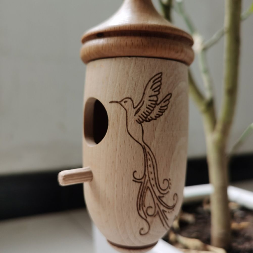 Hummingbird House Wooden Hummingbird Nest for Outside Hanging Garden Bird Feeder view 3