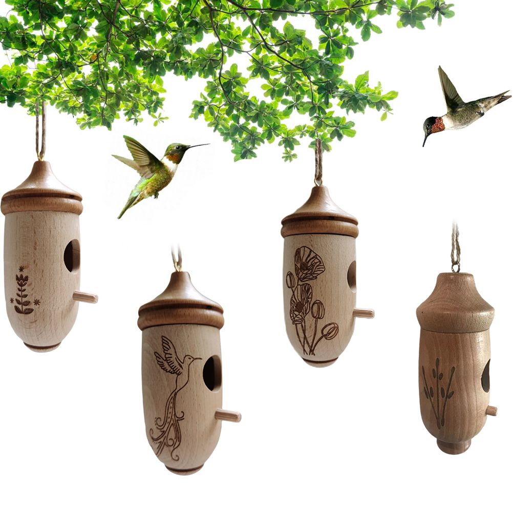 Hummingbird House Wooden Hummingbird Nest for Outside Hanging Garden Bird Feeder view 7
