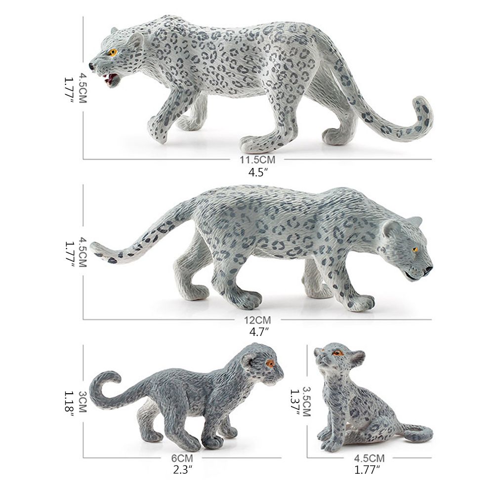 4 Pieces Snow Leopard Figurine PVC Realistic Snow Leopards Miniature Wild view 2
