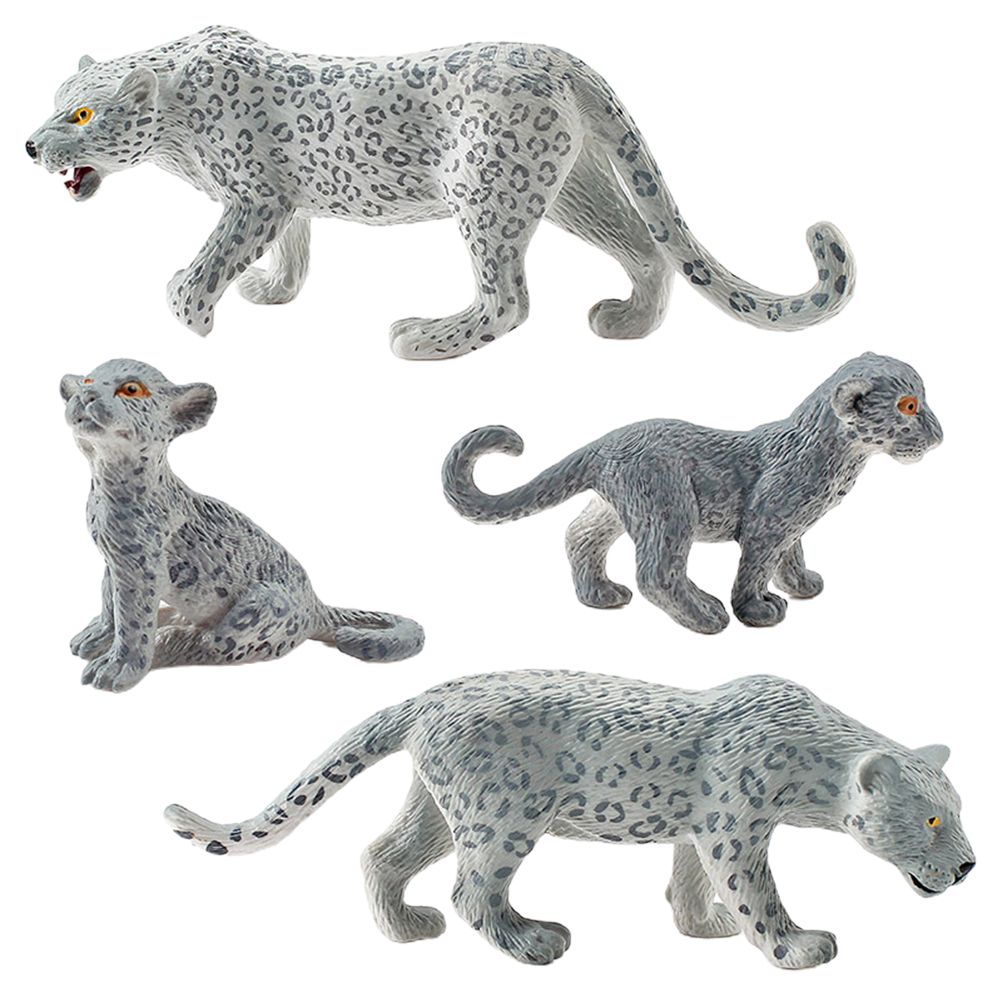 4 Pieces Snow Leopard Figurine PVC Realistic Snow Leopards Miniature Wild view 3