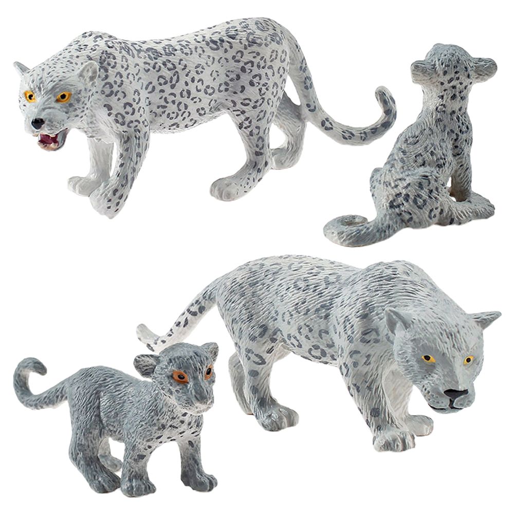 4 Pieces Snow Leopard Figurine PVC Realistic Snow Leopards Miniature Wild view 4