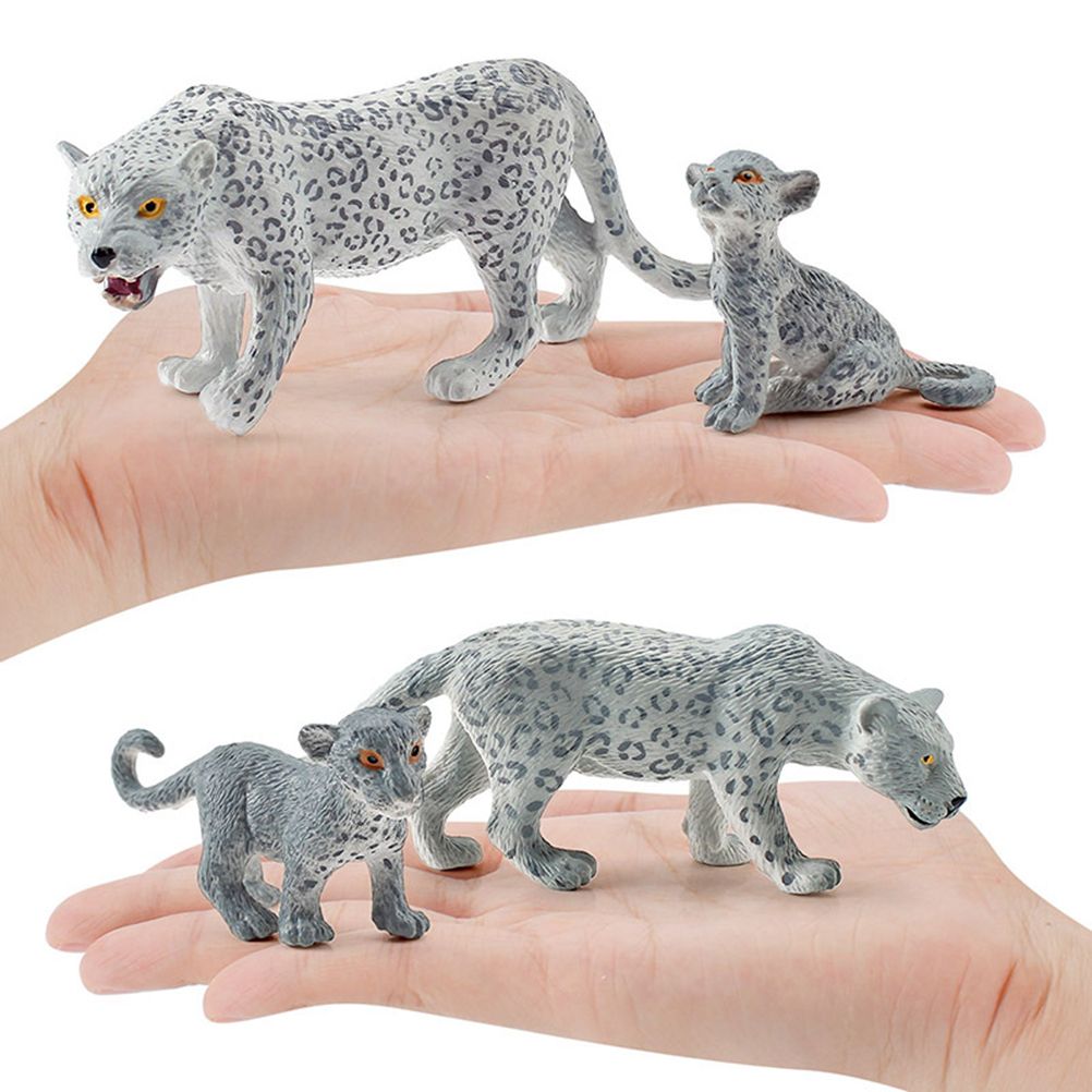 4 Pieces Snow Leopard Figurine PVC Realistic Snow Leopards Miniature Wild view 5