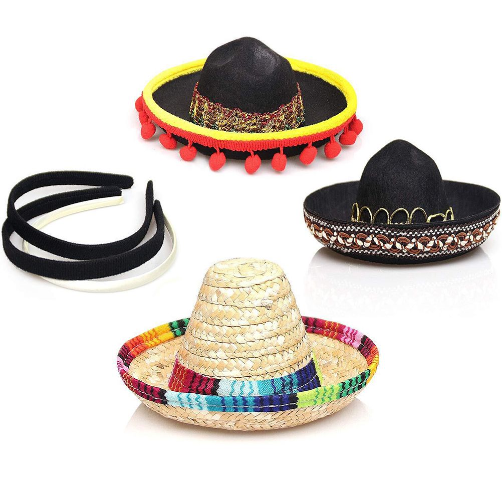 3 Pack Cinco De Mayo Fiesta Headbands Party Decorations Non Woven and Straw view 3