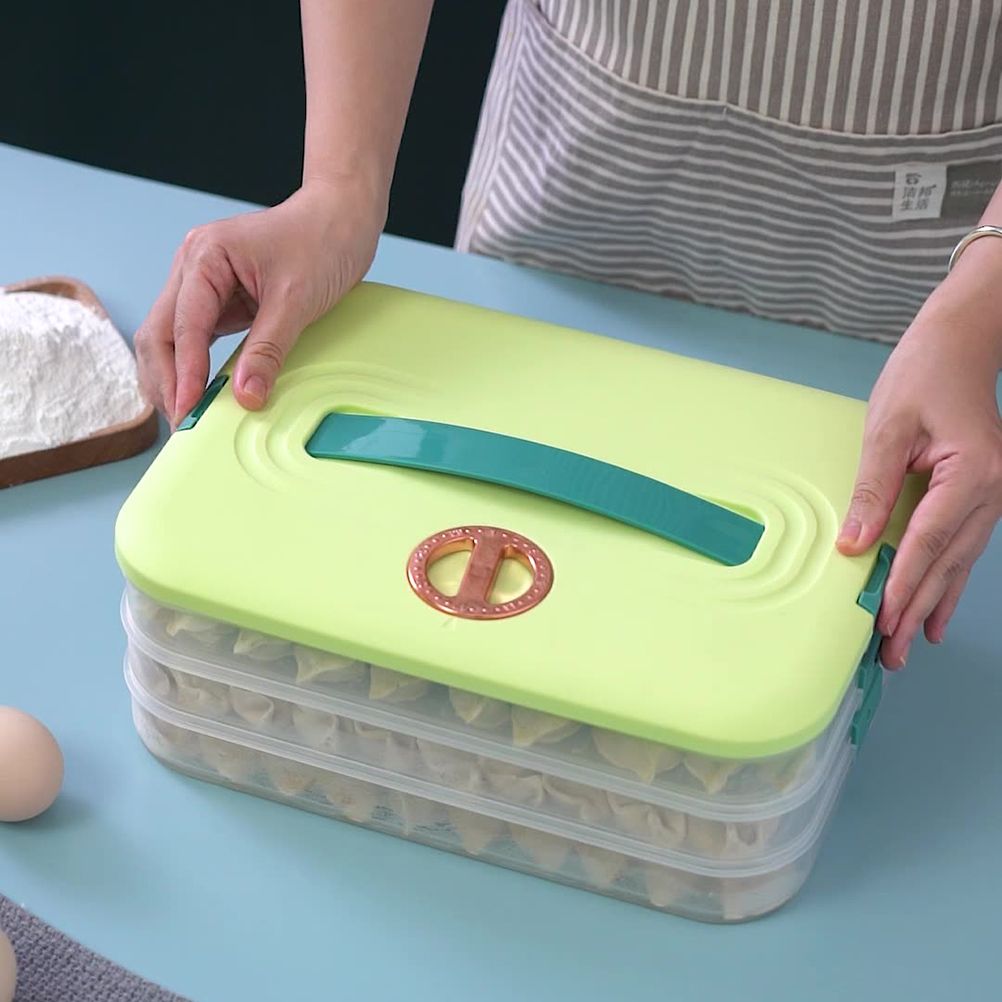 Refrigerator Food Shelf Dumpling Storage Box 3 Layered Stackable Food Storage view 3