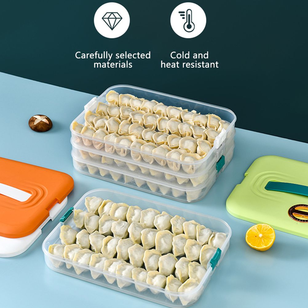 Refrigerator Food Shelf Dumpling Storage Box 3 Layered Stackable Food Storage view 4