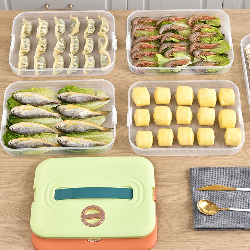 Refrigerator Food Shelf Dumpling Storage Box 3 Layered Stackable Food Storage view 8