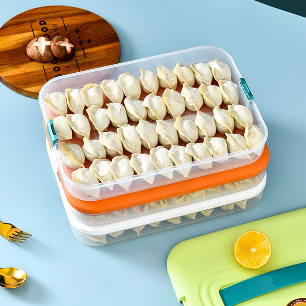 Refrigerator Food Shelf Dumpling Storage Box 3 Layered Stackable Food Storage view 6