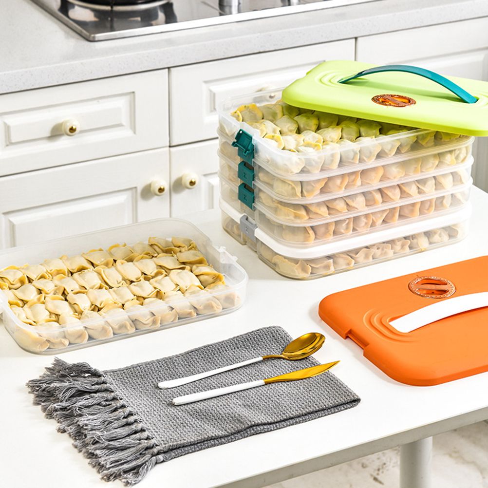 Refrigerator Food Shelf Dumpling Storage Box 3 Layered Stackable Food Storage view 7