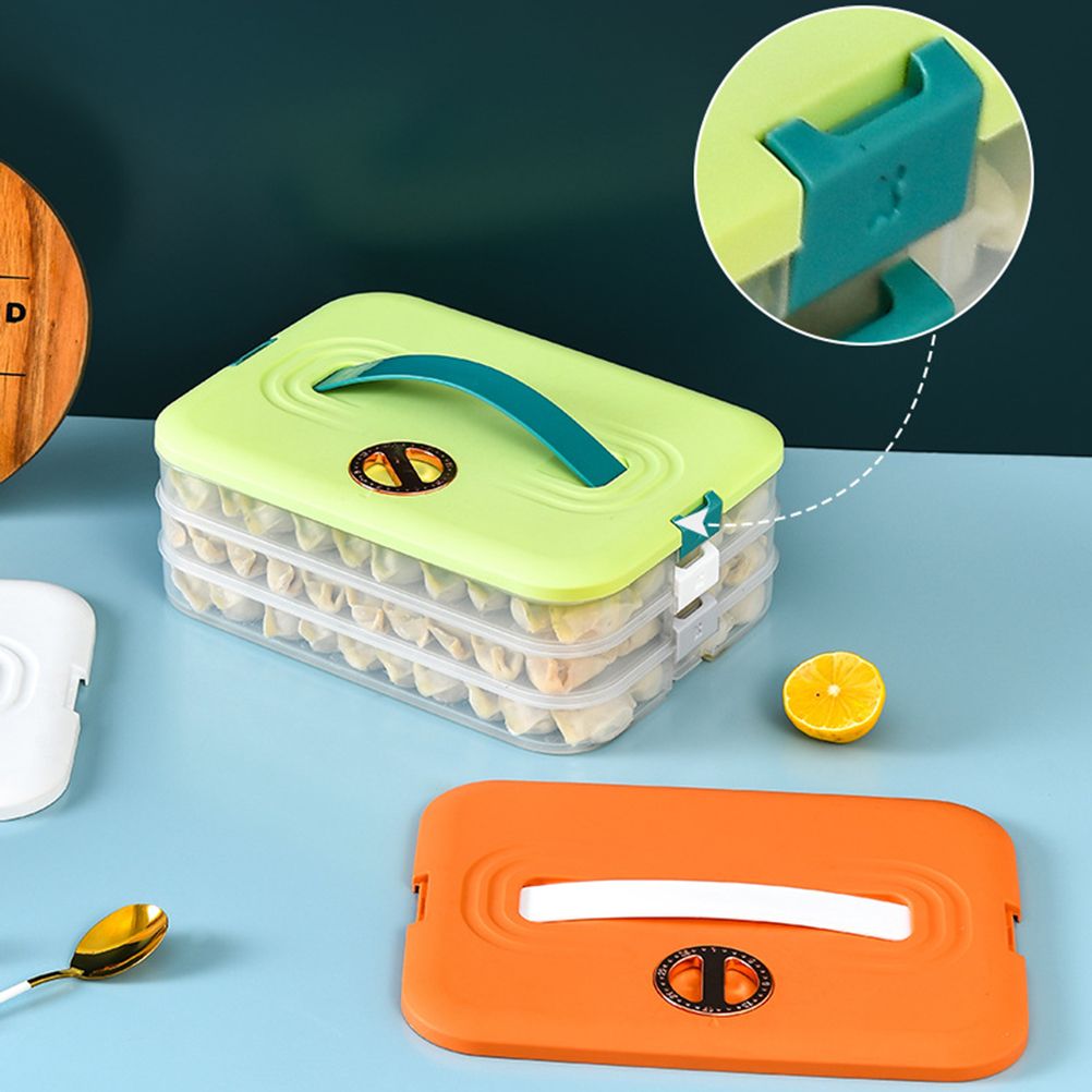 Refrigerator Food Shelf Dumpling Storage Box 3 Layered Stackable Food Storage view 10