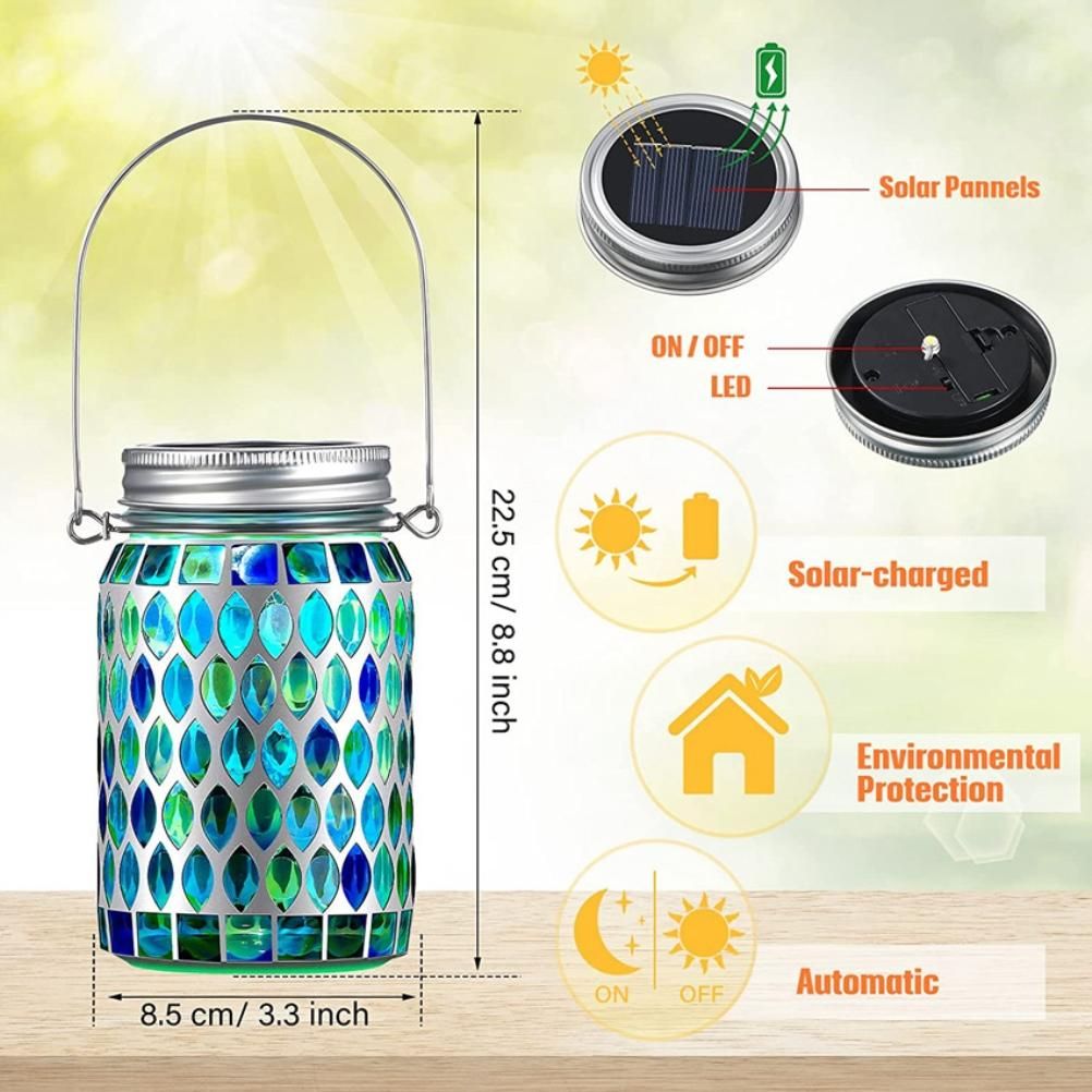 Mosaic Solar Lights Outdoor Hanging Lanterns Waterproof Mosaic Solar Lanterns view 3