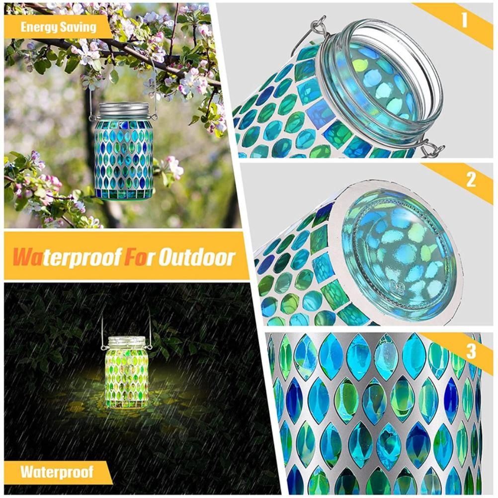 Mosaic Solar Lights Outdoor Hanging Lanterns Waterproof Mosaic Solar Lanterns view 4