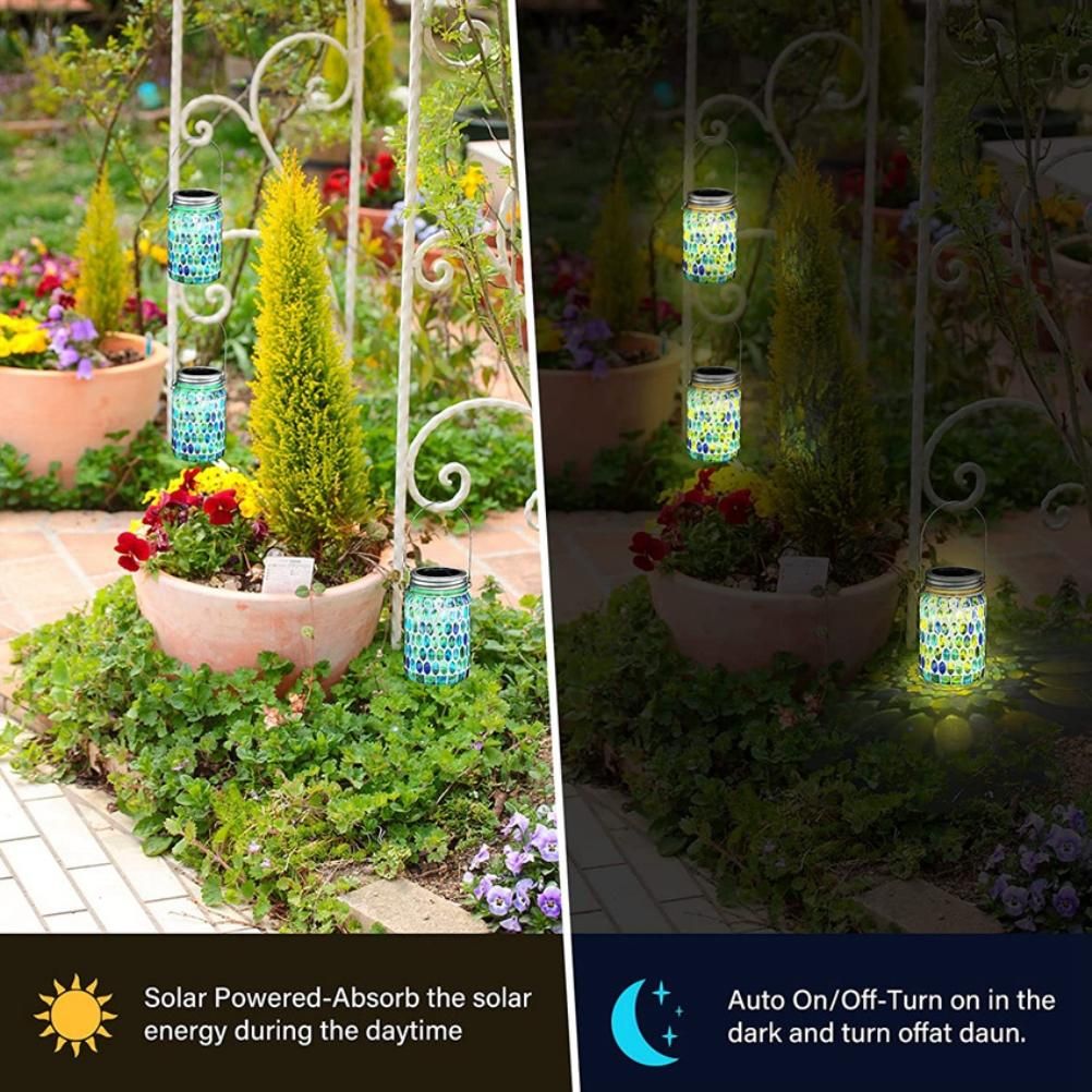 Mosaic Solar Lights Outdoor Hanging Lanterns Waterproof Mosaic Solar Lanterns view 6