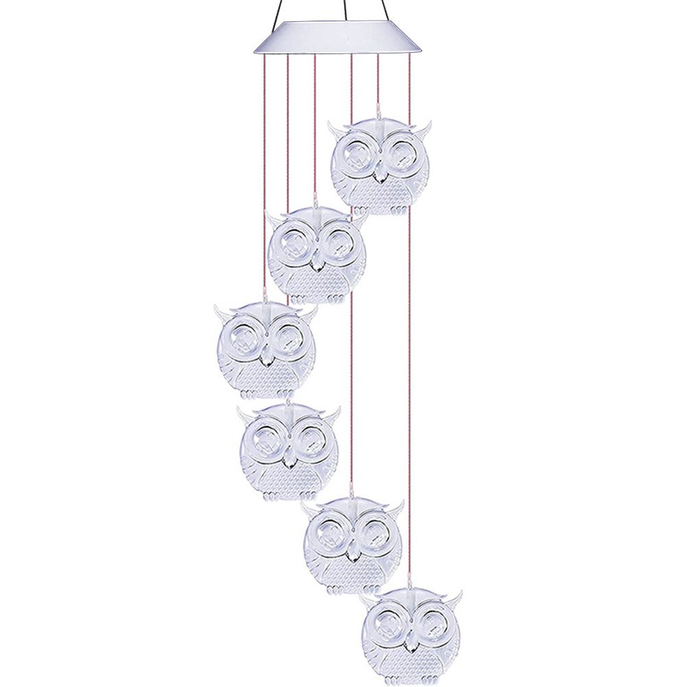 Owl Solar Wind Chime Light Waterproof Color Changing Outdoor Solar Garden view 9