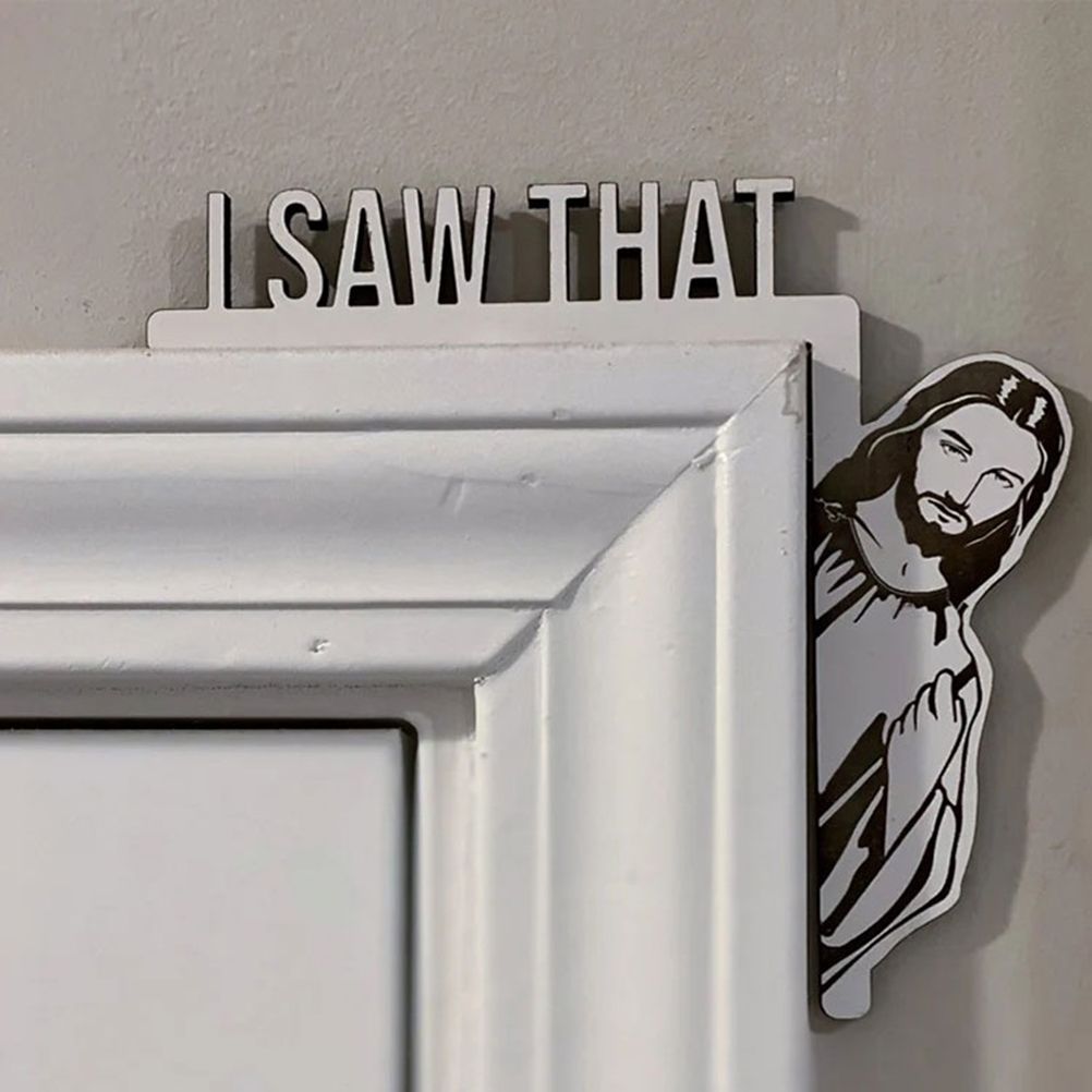 Funny Home Decor Wooden Home Door Frame Door Corner Bookshelf Ornament view 4