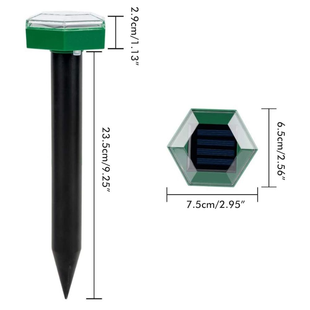 4Pcs Solar Mole Repellent Ultrasonic Outdoor Waterproof Sonic Deterrent Mole view 2