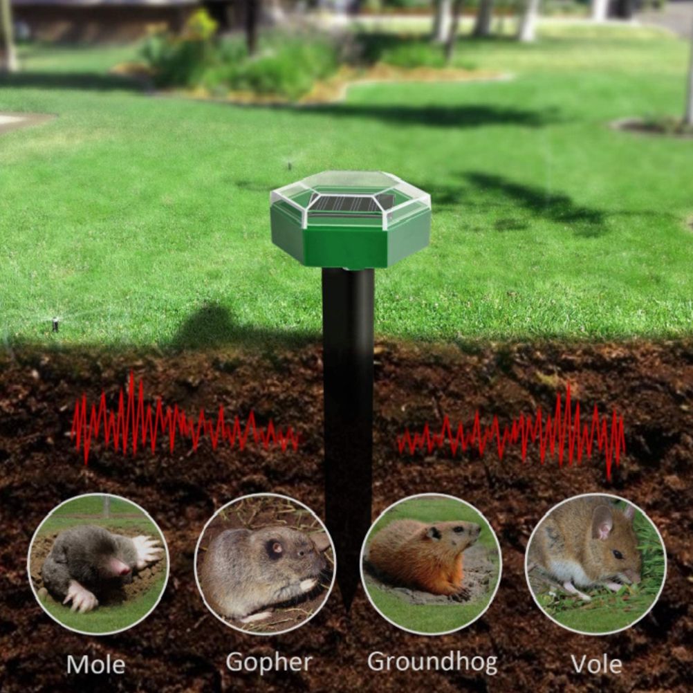 4Pcs Solar Mole Repellent Ultrasonic Outdoor Waterproof Sonic Deterrent Mole view 4