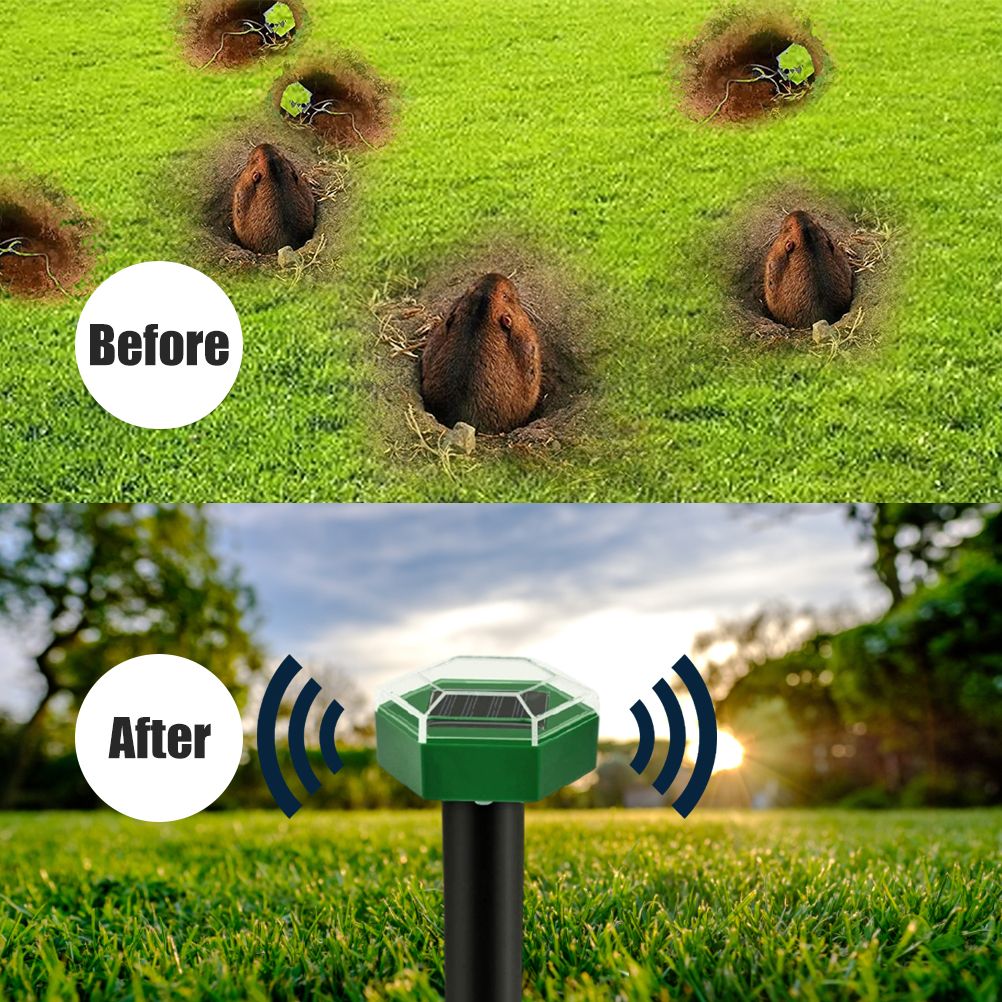 4Pcs Solar Mole Repellent Ultrasonic Outdoor Waterproof Sonic Deterrent Mole view 6