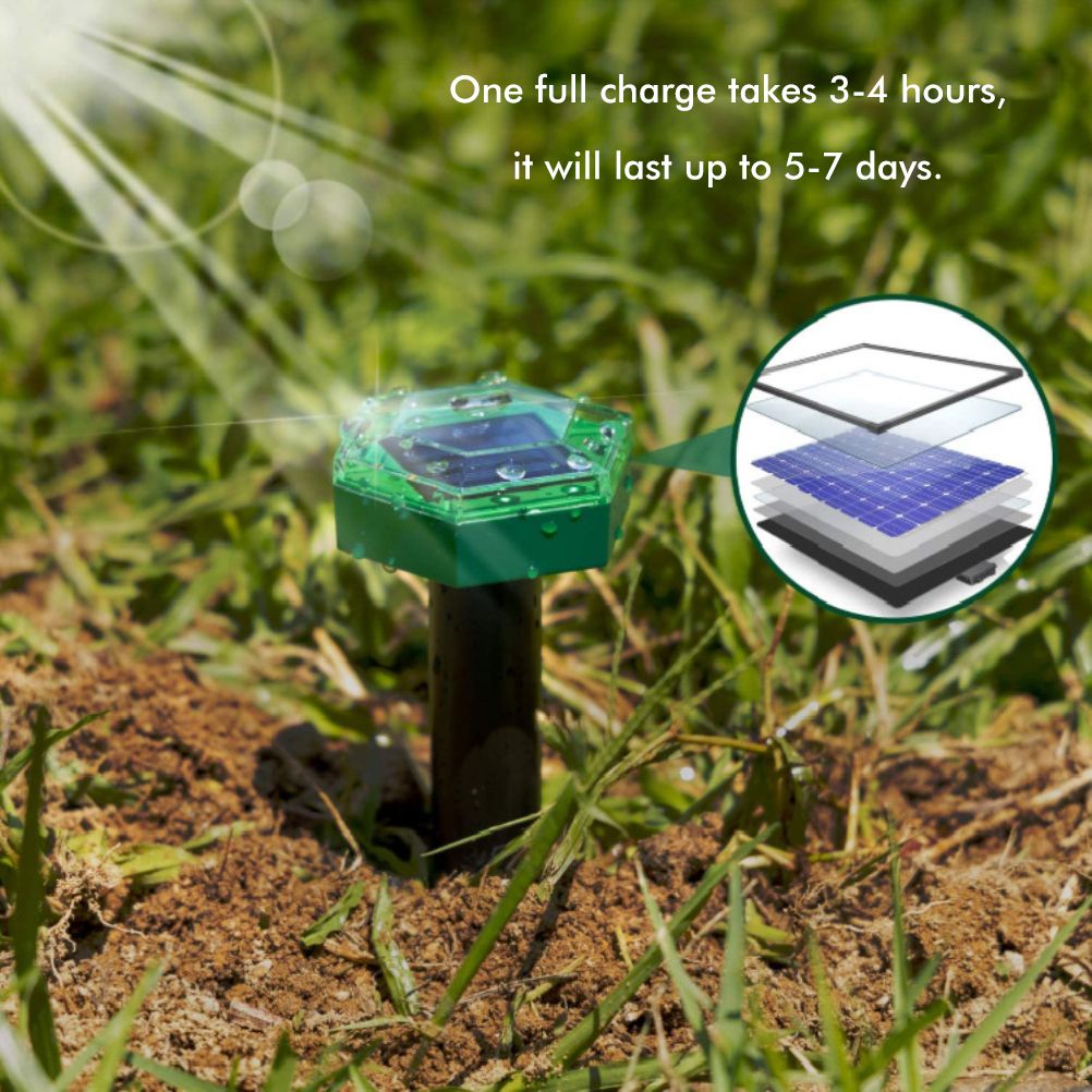 4Pcs Solar Mole Repellent Ultrasonic Outdoor Waterproof Sonic Deterrent Mole view 9