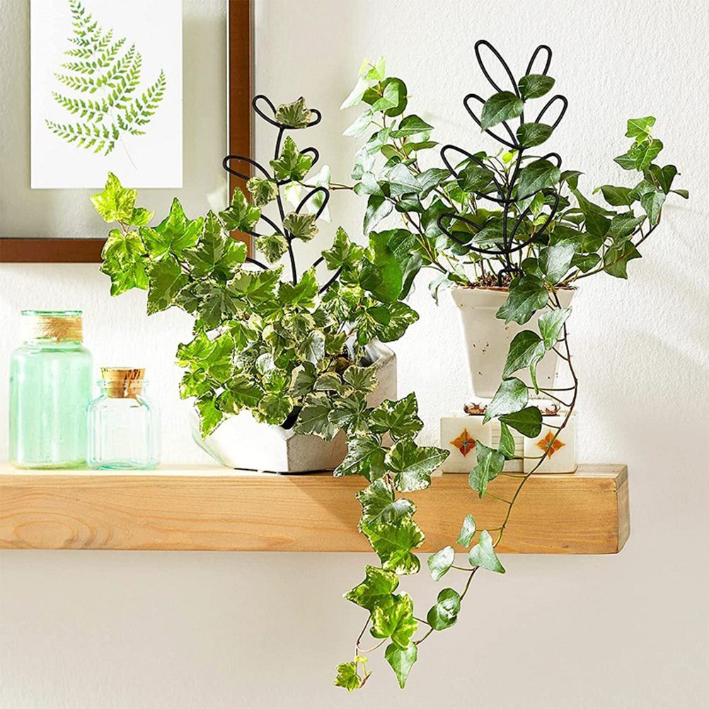 Small Trellis for Potted Plants Wrought Iron Leaf Shape Garden Trellis for view 6