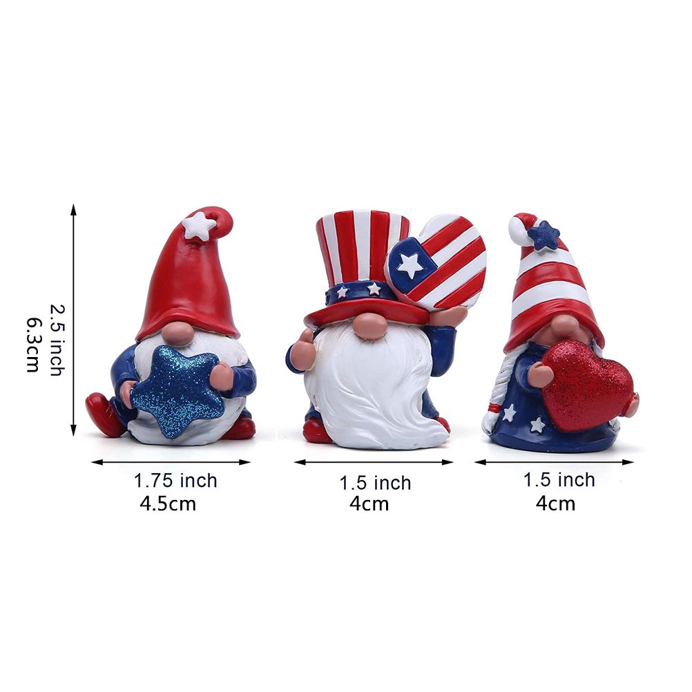 3 Pack Patriotic Gnomes Decorations USA and Stripes Elf Gifts Patriotic 4th of view 4
