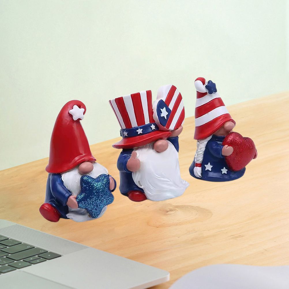 3 Pack Patriotic Gnomes Decorations USA and Stripes Elf Gifts Patriotic 4th of view 5