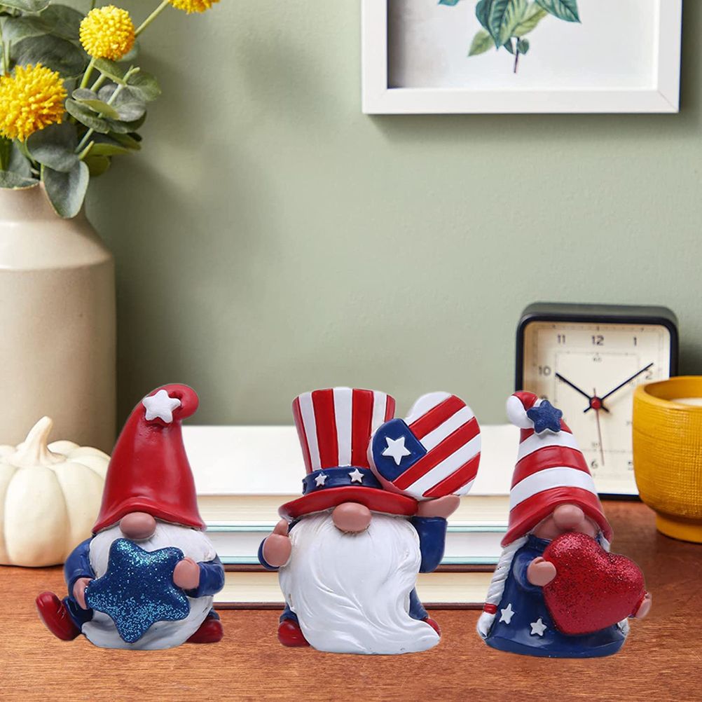 3 Pack Patriotic Gnomes Decorations USA and Stripes Elf Gifts Patriotic 4th of view 6