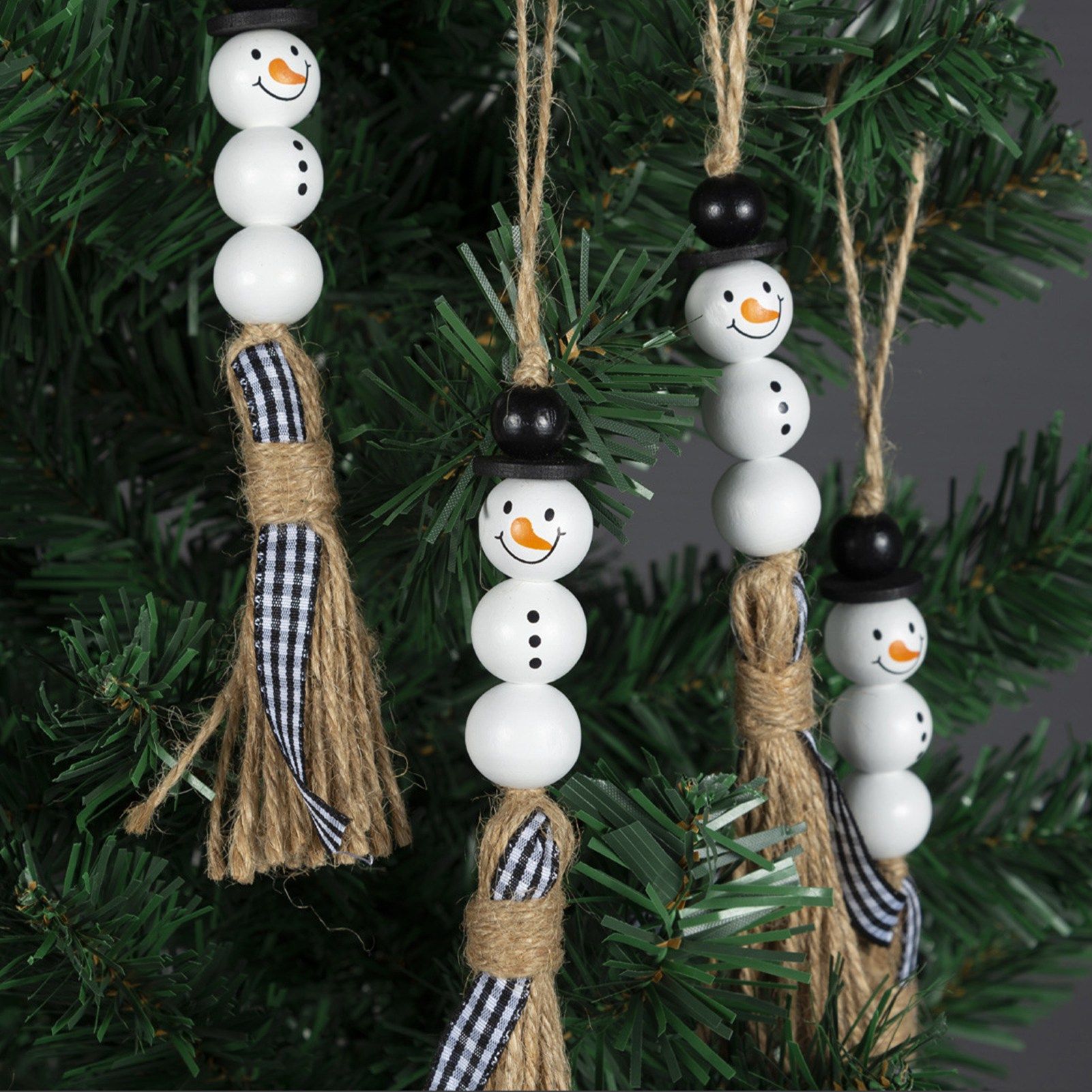 Snowman Wooden Beads Christmas Theme Colorful Wooden Beads Wooden Beads String view 8