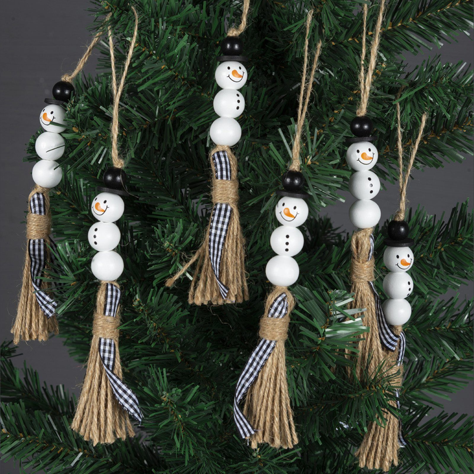 Snowman Wooden Beads Christmas Theme Colorful Wooden Beads Wooden Beads String view 9