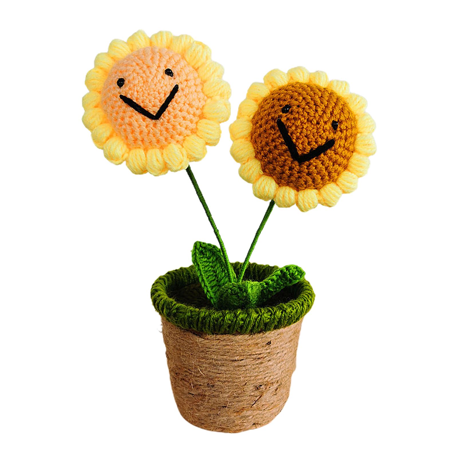 Artificial Sunflower Hand Woven Yarn Simulation Flower Potting Indoor Decoration — image 1