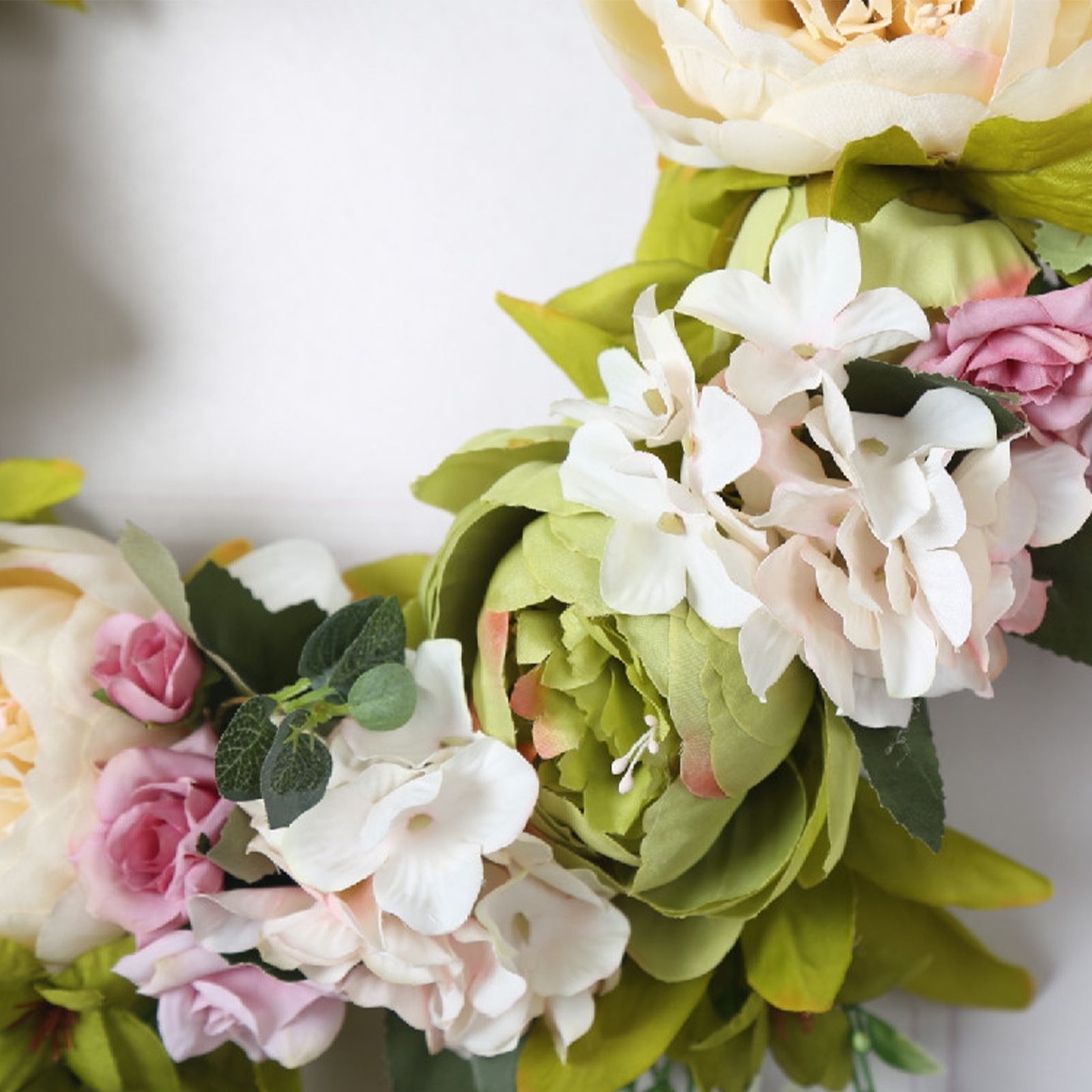 Christmas Wreath Handcraft Peony Wreath Artificial Spring Garland Wreath for view 3