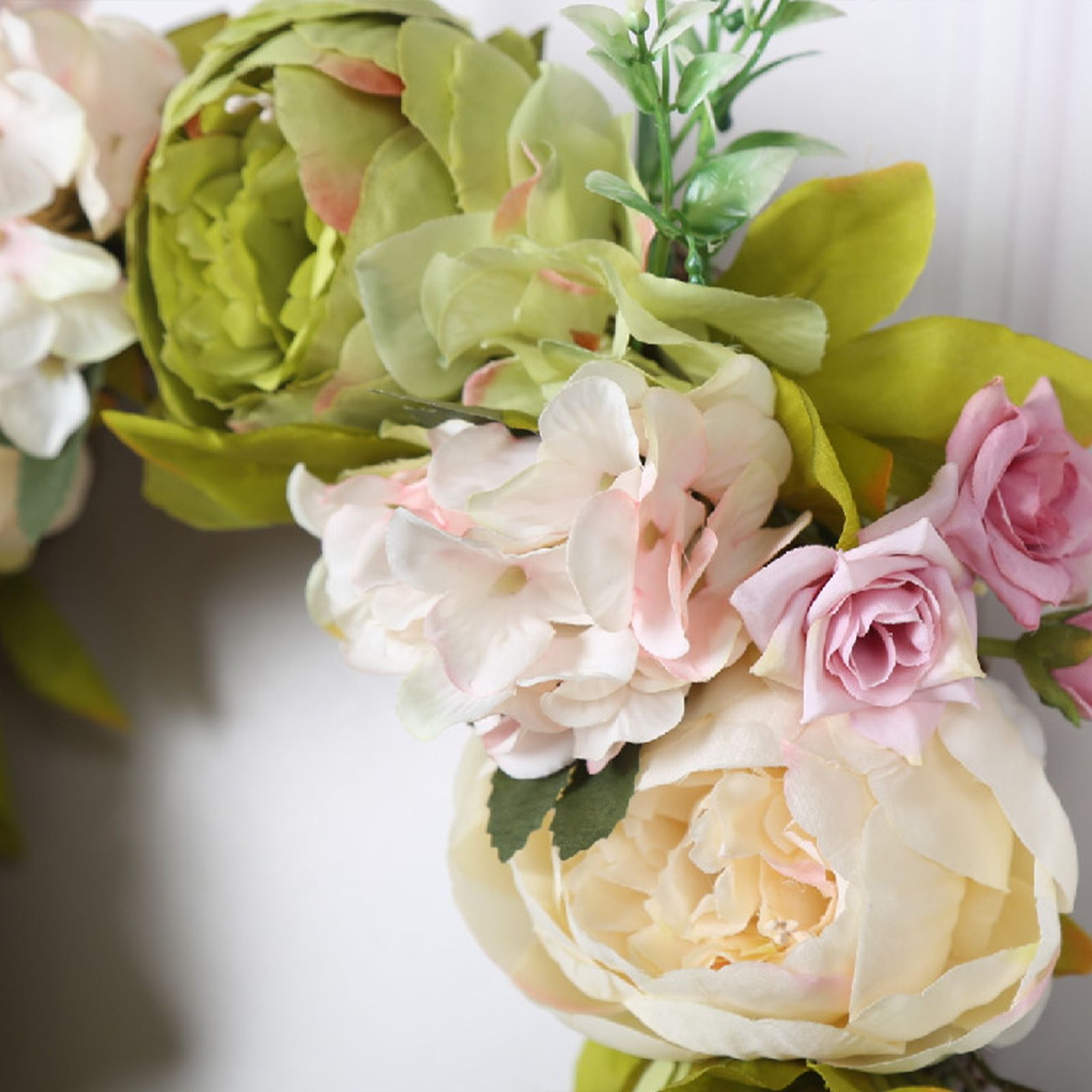 Christmas Wreath Handcraft Peony Wreath Artificial Spring Garland Wreath for view 4