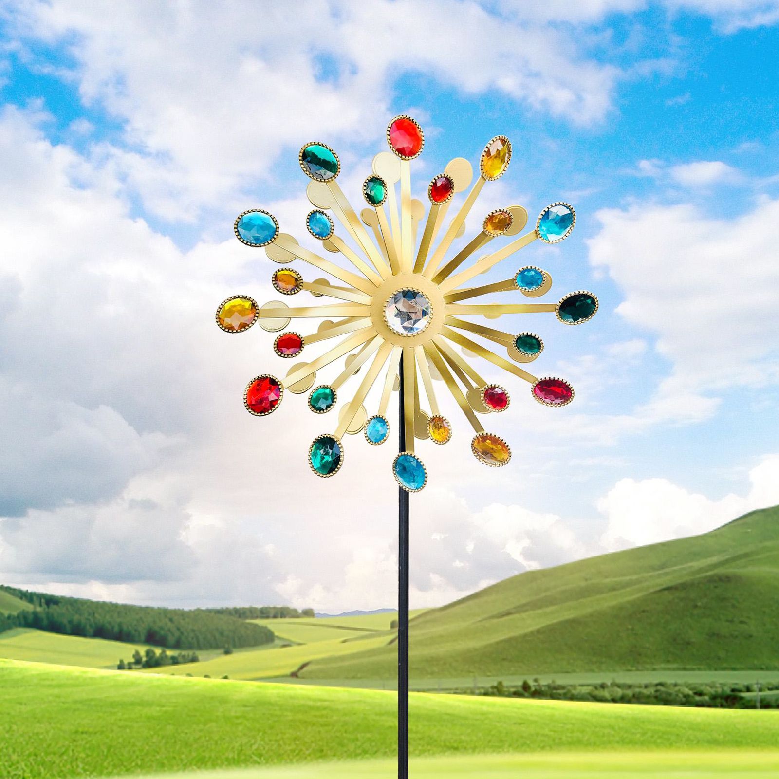 Windmills Metal Bright Colors Lighthouse Decoration Art Wind Sculpture for view 5