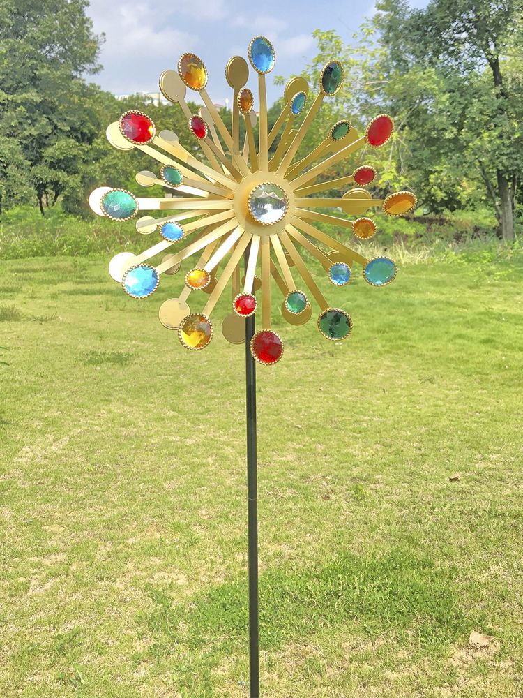 Windmills Metal Bright Colors Lighthouse Decoration Art Wind Sculpture for view 6