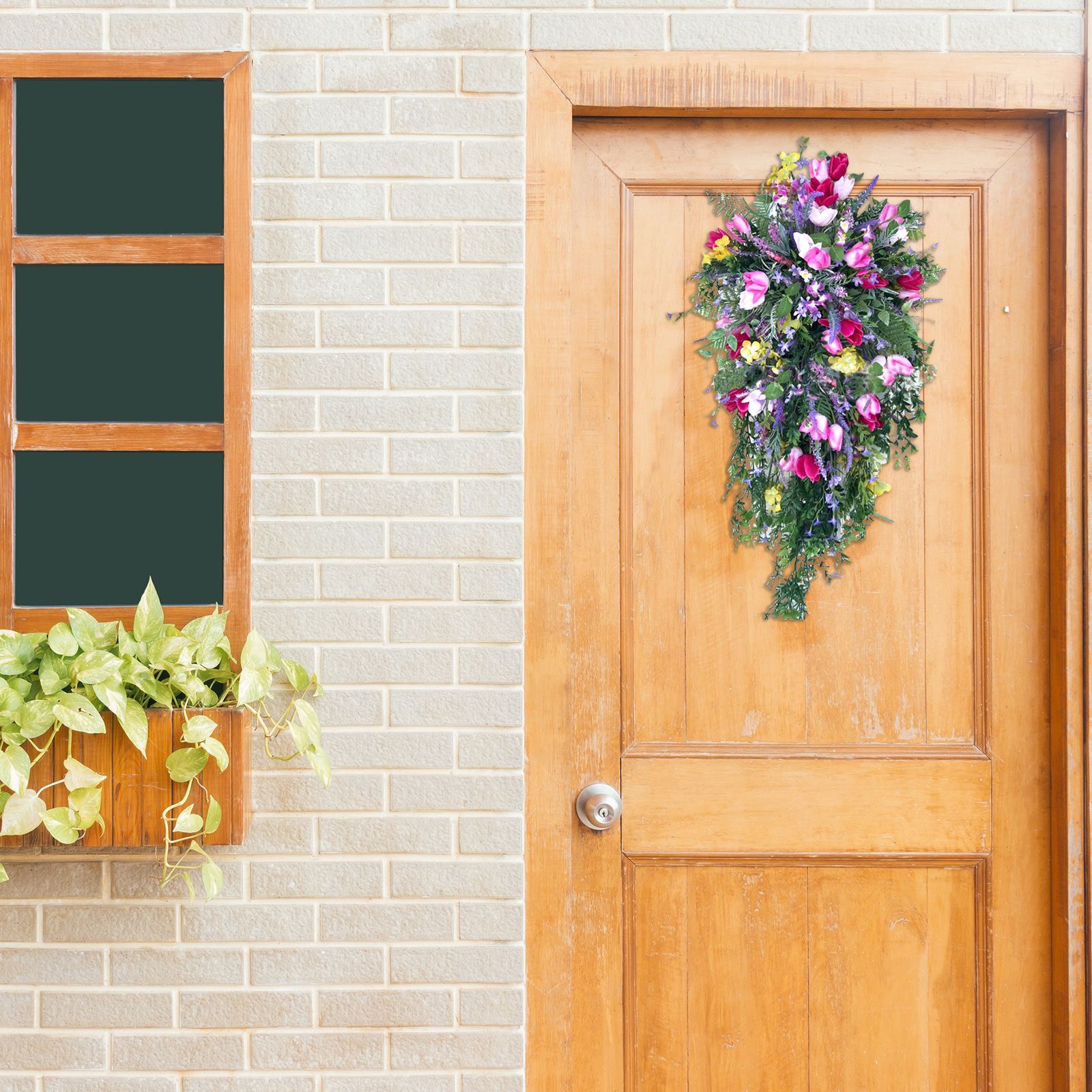 Artificial Flower Wreath Wreath with Lilacs Hyacinths Hydrangeas Spring Summer view 10