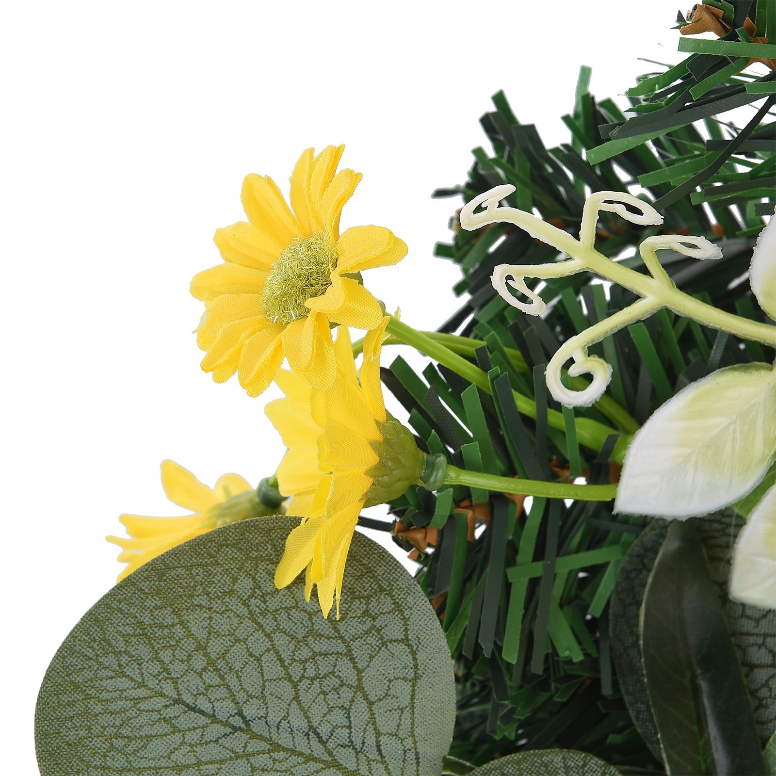 Spring Lemon Wreath Artificial Lemon Teardrop Wreath with Peony Flowers Green view 6