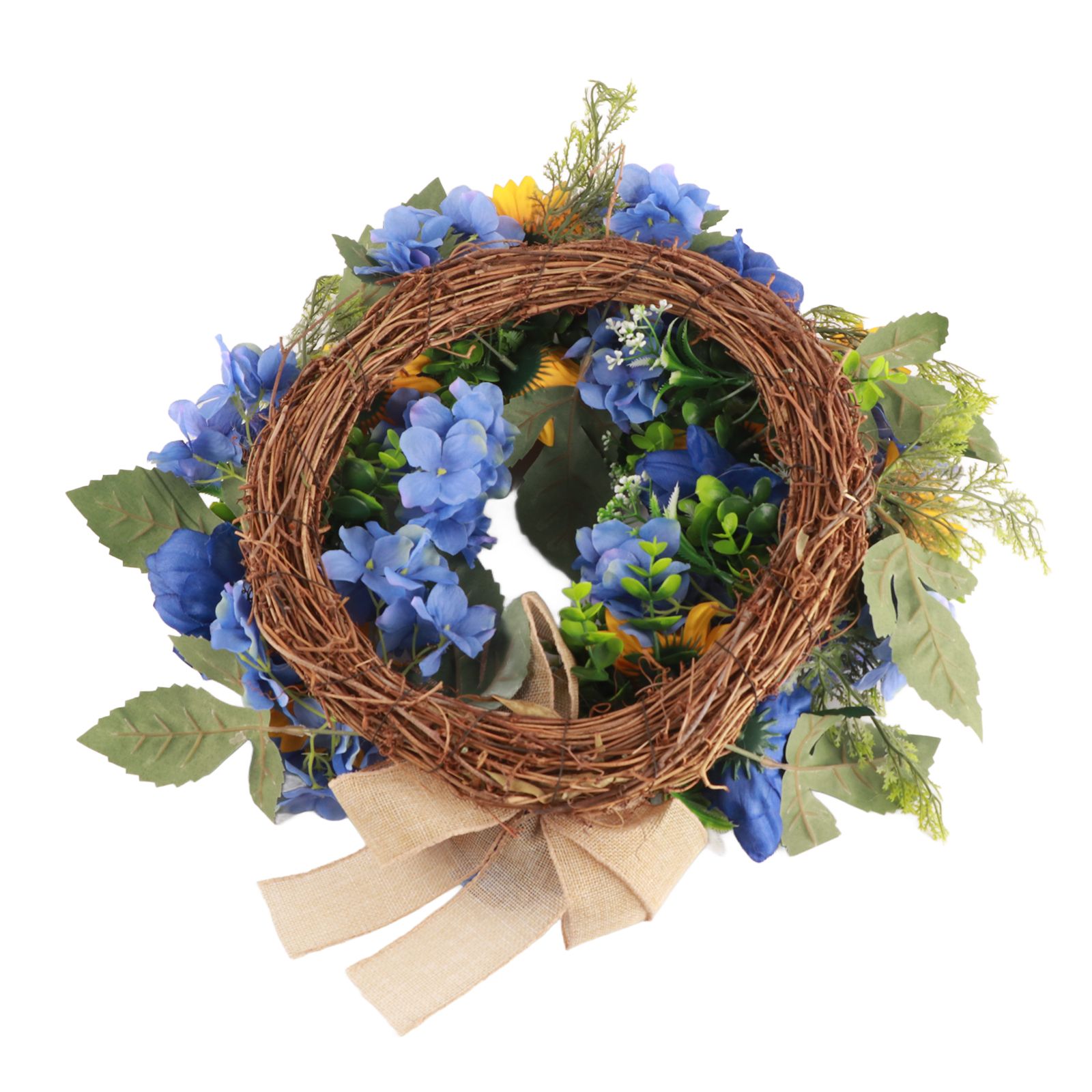 Blue and Yellow Wreaths Flower Garland Front Door view 3