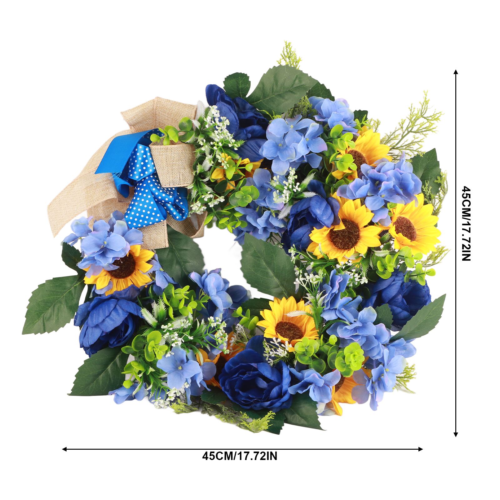 Blue and Yellow Wreaths Flower Garland Front Door view 7