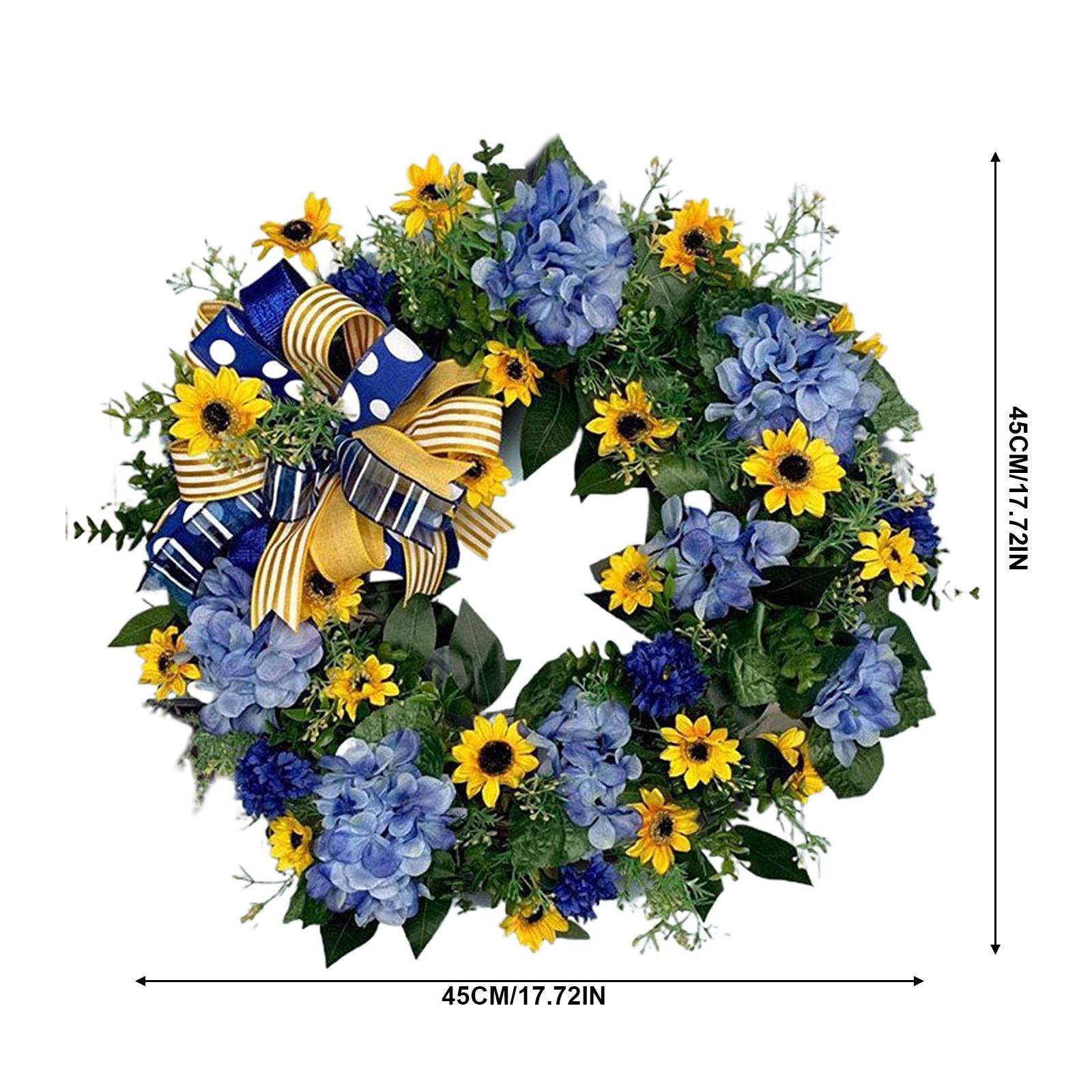 Blue and Yellow Wreaths Flower Garland Front Door view 8