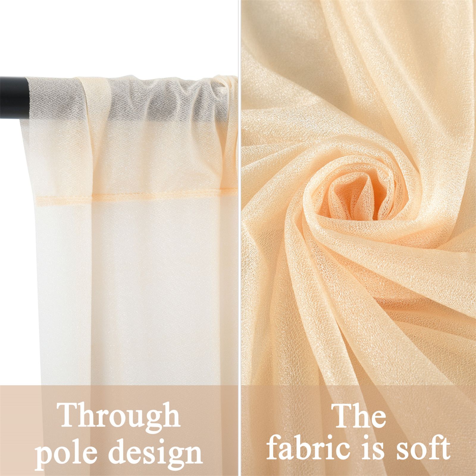 Backdrop Curtain Champagne 1.5x2.15m Yarn Durable Backdrop Drape for Wedding Party view 5
